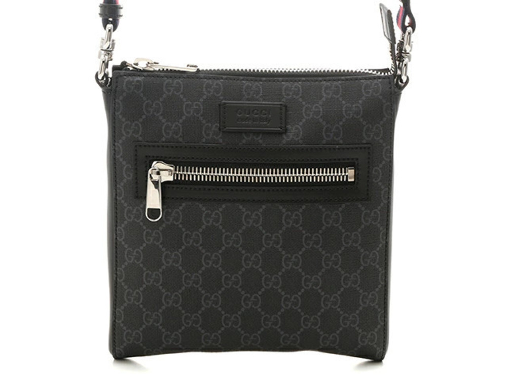 Gucci GG Supreme Messenger Bag Gray Black